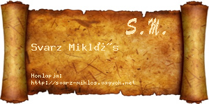 Svarz Miklós névjegykártya